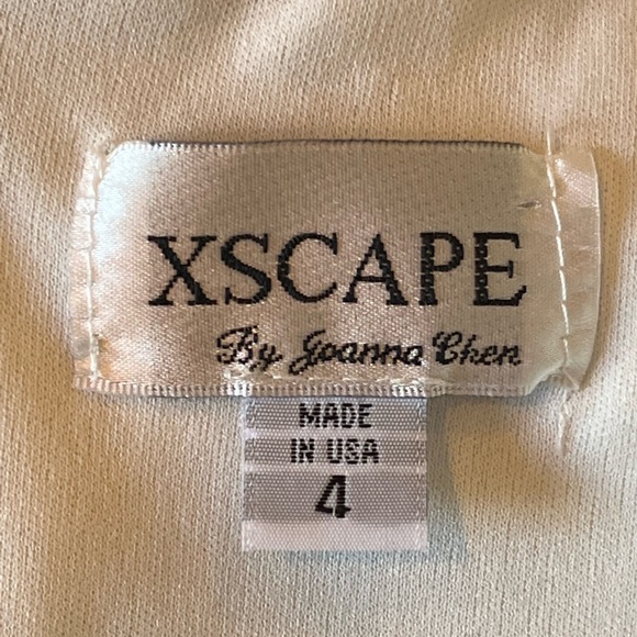 XSCAPE by “Joanna Shen Black” velvet and satin cream Dress Size 4 - Picture 4 of 11